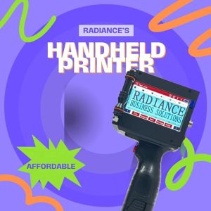 Radiance 12.7mm Handheld TIJ Thermal Inkjet Printer with Premium Solvent Ink Cartridge | Print Height of Upto 12.7mm. Print on Bottle Neck, Plastic Pouch & More