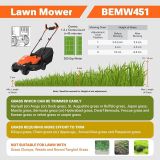 BLACK+DECKER BEMW451BH-B1 35L Grassbox Lawn Mower With Bike Handle, For Maintaining Gardens Of Up To 300 Square Meters, Electric 1200-Watt 14 Inch Winged